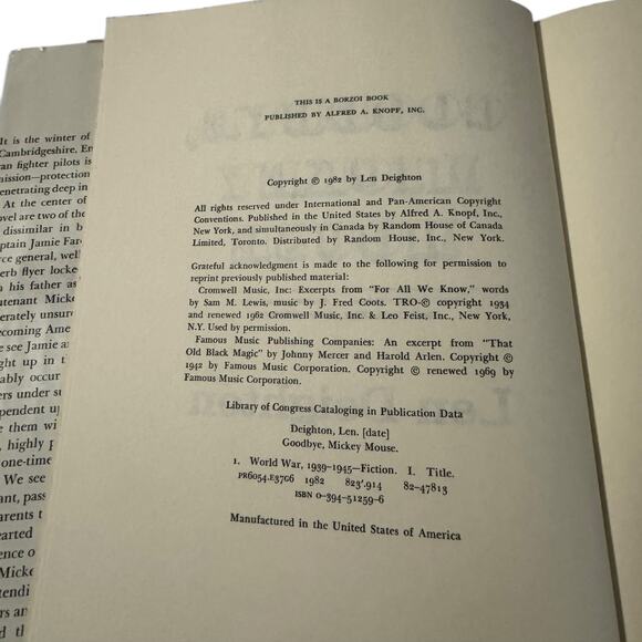 First Edition 1982 Goodby Mickey Mouse by Len Deighton Hardcover - Picture 2 of 3